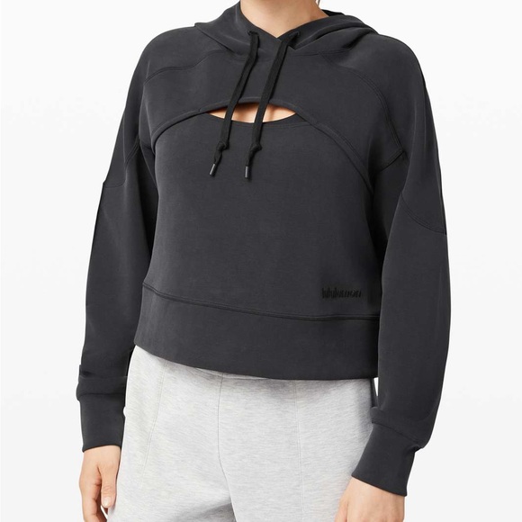 Excellent Condition $128 eSoftstreme Get Centred Crop Hoodie Black/gray - Picture 1 of 2